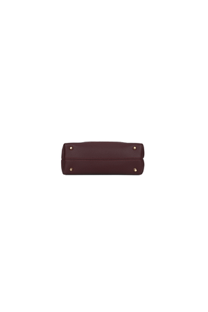 Carraig Donn Burgundy Faux Leather & Suede Fluffy Charm Top Handle Bag