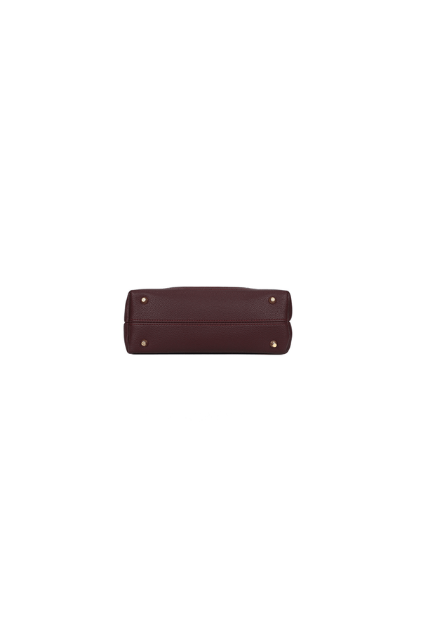 Carraig Donn Burgundy Faux Leather & Suede Fluffy Charm Top Handle Bag