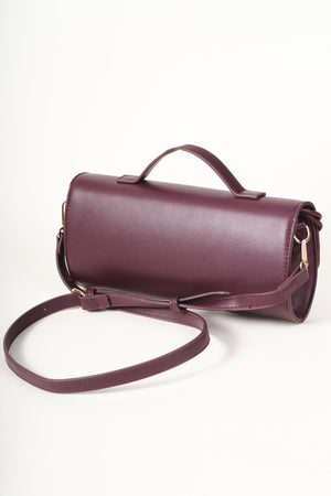 Carraig Donn Burgundy Faux Leather Top Handle Long Rectangle Clutch Bag