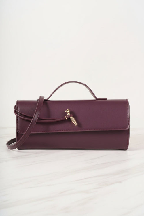 Carraig Donn Burgundy Faux Leather Top Handle Long Rectangle Clutch Bag