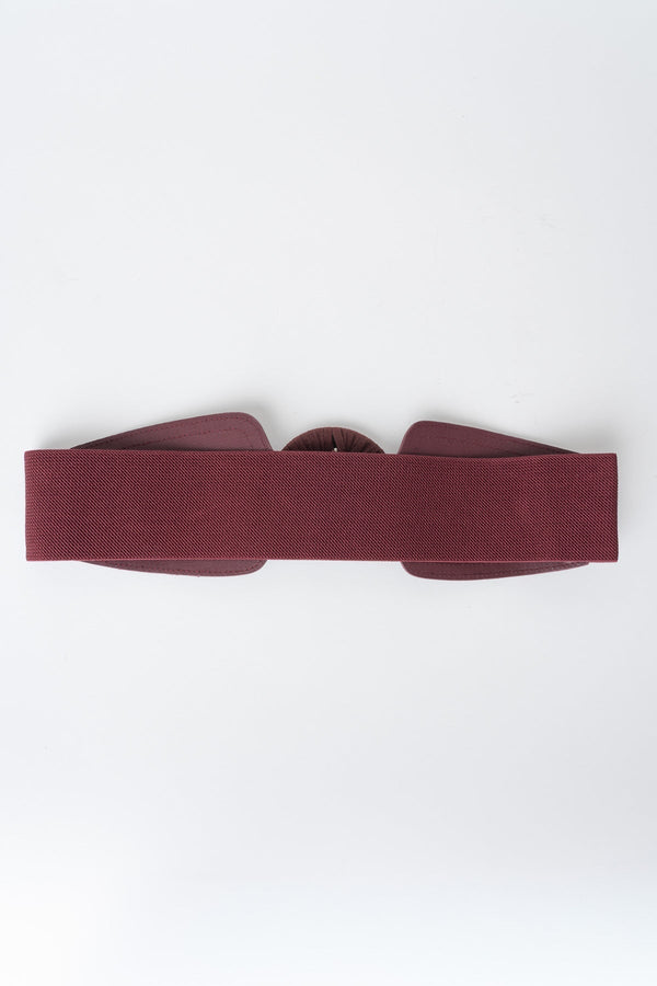 Carraig Donn Burgundy Faux Suede Circle Buckle Elasticated Belt