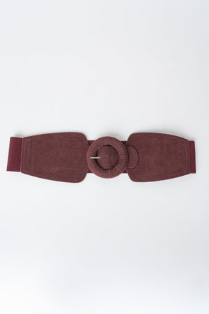 Carraig Donn Burgundy Faux Suede Circle Buckle Elasticated Belt