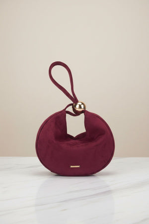 Carraig Donn Burgundy Faux Suede Curved Hobo Clutch Bag