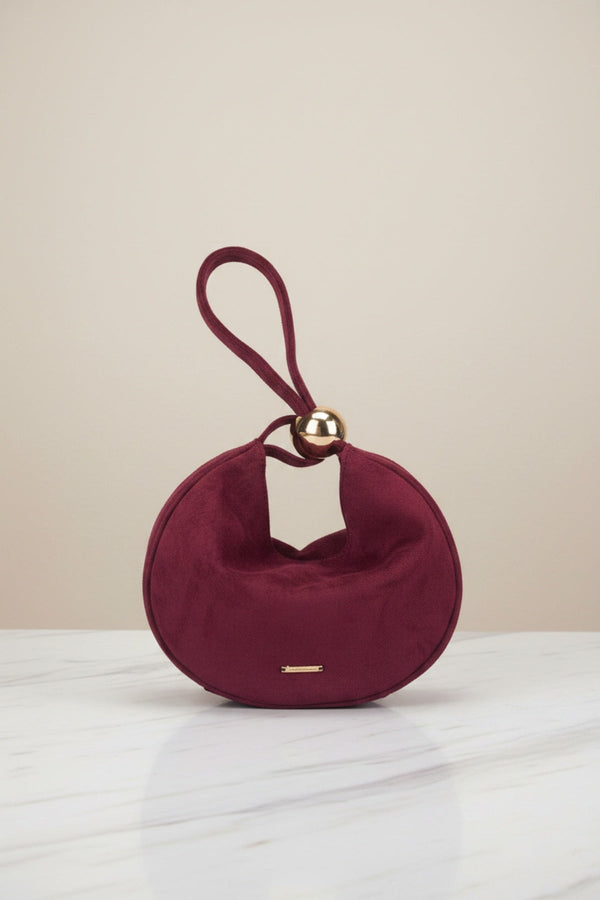 Carraig Donn Burgundy Faux Suede Curved Hobo Clutch Bag