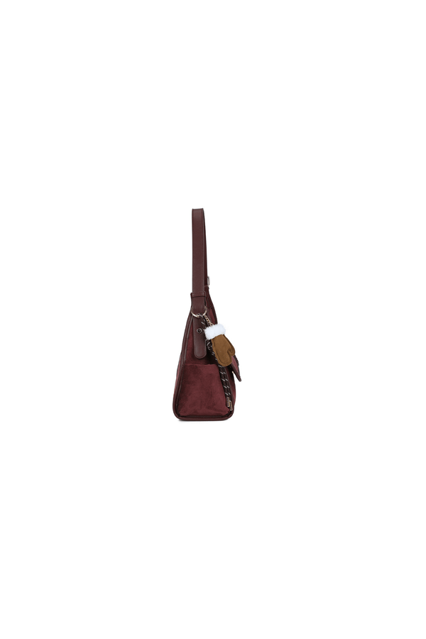 Carraig Donn Burgundy Faux Suede Front Pocket Hobo Shoulder Bag