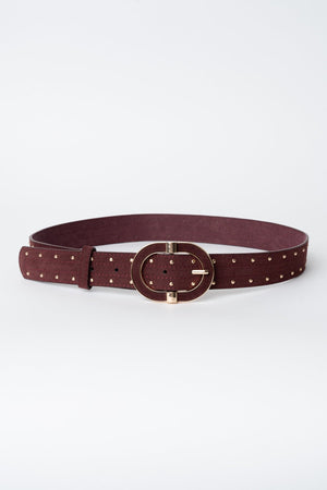 Carraig Donn Burgundy Faux Suede Studded Waist Belt