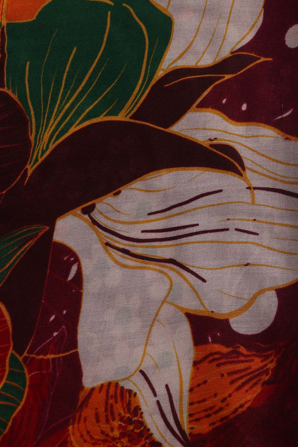 Carraig Donn Burgundy Floral Print Viscose Cotton Blend Scarf