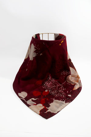 Carraig Donn Burgundy Floral Print Viscose Cotton Blend Scarf