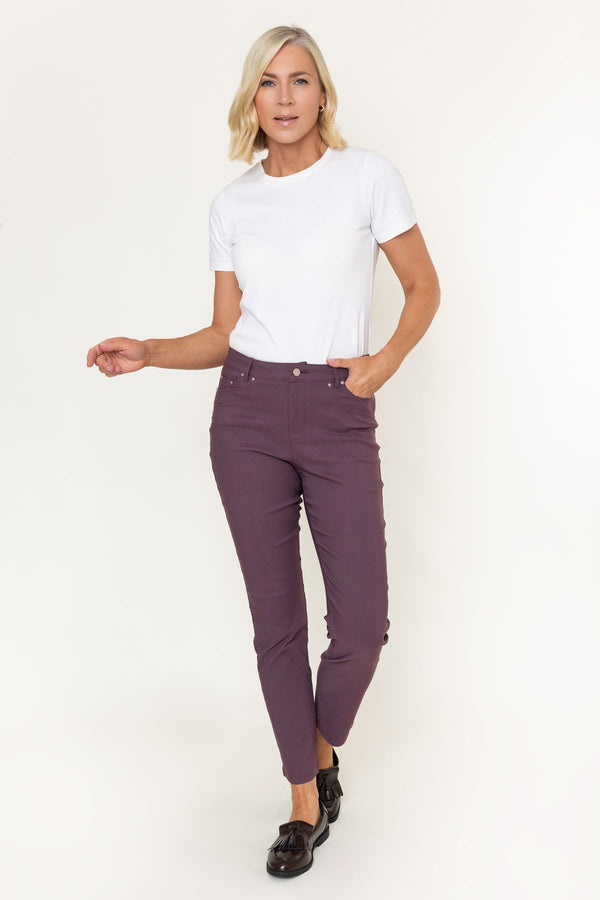 Carraig Donn Burgundy High Waisted Full Length 5 Pocket Bengaline Pants