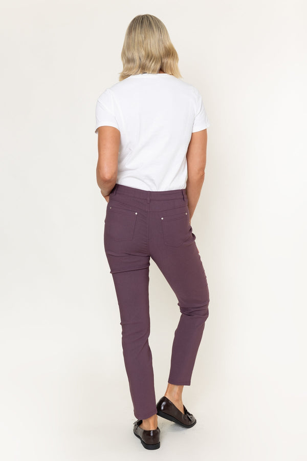 Carraig Donn Burgundy High Waisted Full Length 5 Pocket Bengaline Pants