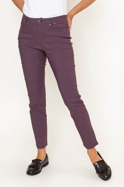 Carraig Donn Burgundy High Waisted Full Length 5 Pocket Bengaline Pants