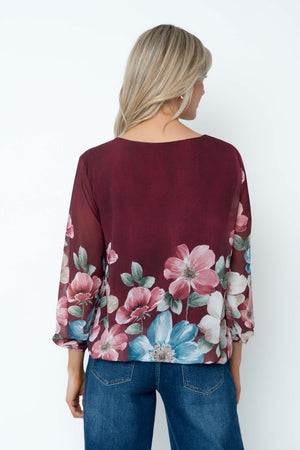 Carraig Donn Burgundy Long Sleeve Printed Blouse