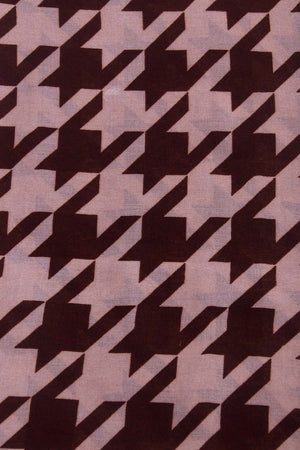 Carraig Donn Burgundy & Pink Houndstooth Print Viscose Scarf