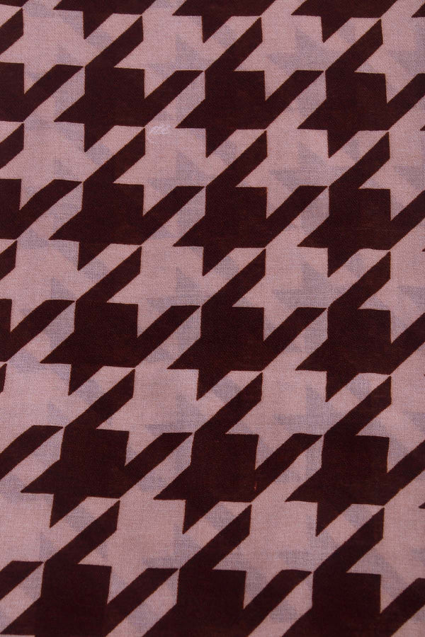 Carraig Donn Burgundy & Pink Houndstooth Print Viscose Scarf