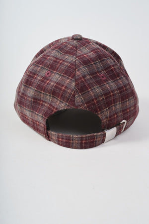 Carraig Donn Burgundy Plaid Bow Detail Baseball Cap