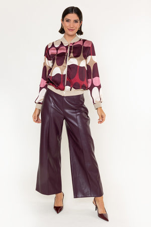Carraig Donn Burgundy Print Sateen Lurex Trim Long Sleeve Bomber Jacket