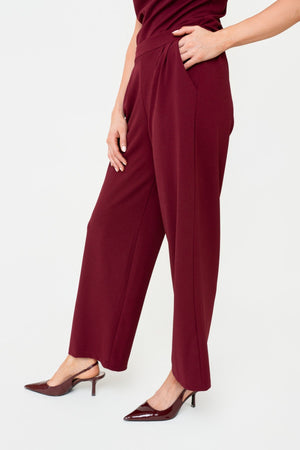 Carraig Donn Burgundy Scuba High Waisted Trousers by Pala D'oro