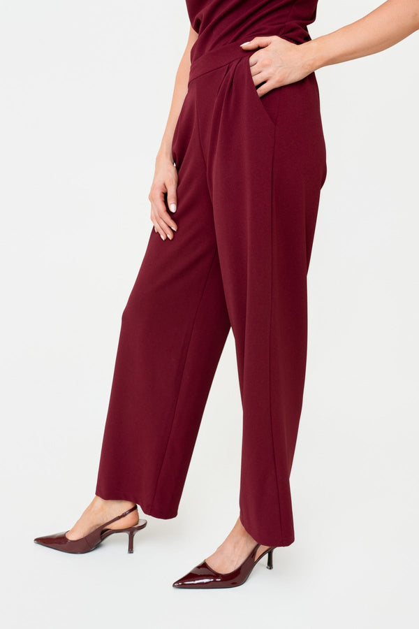 Carraig Donn Burgundy Scuba High Waisted Trousers by Pala D'oro