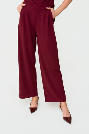 Carraig Donn Burgundy Scuba High Waisted Trousers by Pala D'oro
