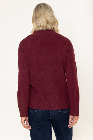 Carraig Donn Burgundy Soft Touch Knit Side Button Detail Jumper