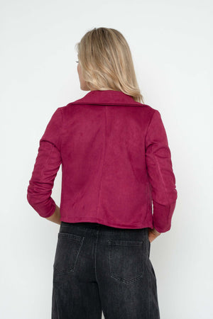 Carraig Donn Burgundy Suede Cropped Cover Up Jacket