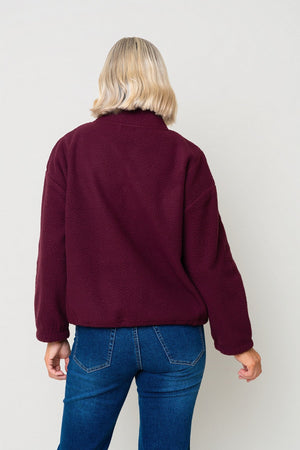 Carraig Donn Burgundy Teddy Fleece With Contrast Zip
