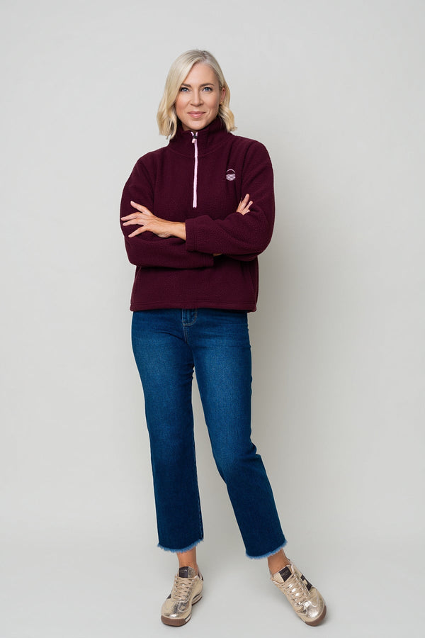 Carraig Donn Burgundy Teddy Fleece With Contrast Zip