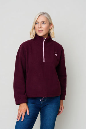 Carraig Donn Burgundy Teddy Fleece With Contrast Zip