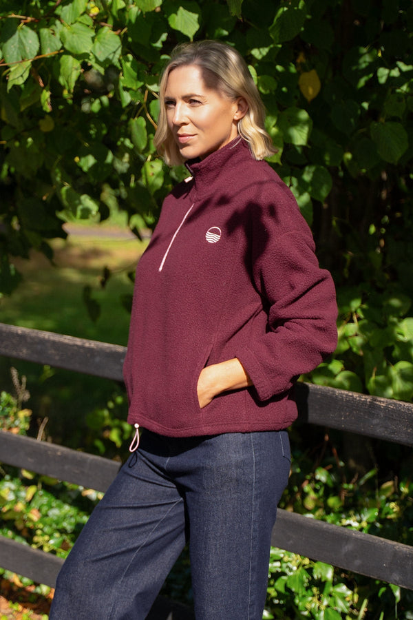Carraig Donn Burgundy Teddy Fleece With Contrast Zip