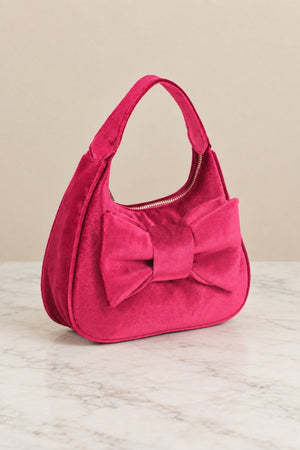 Carraig Donn Burgundy Velvet Bow Detail Mini Hobo Bag