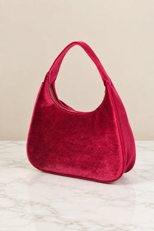 Carraig Donn Burgundy Velvet Bow Detail Mini Hobo Bag