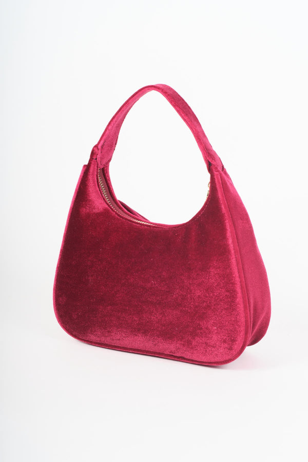 Carraig Donn Burgundy Velvet Bow Detail Mini Hobo Bag