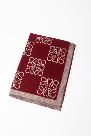 Carraig Donn Burgundy Viscose Interlocking Monogram Check Scarf
