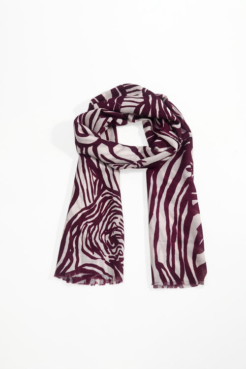 Burgundy Zebra Print Scarf