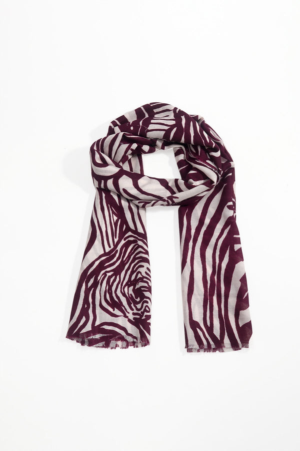Carraig Donn Burgundy Zebra Print Scarf