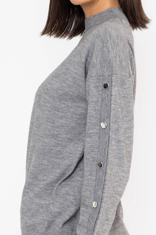 Carraig Donn Button Sleeve Knit Grey