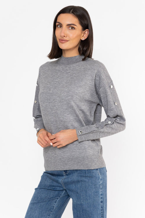 Carraig Donn Button Sleeve Knit Grey