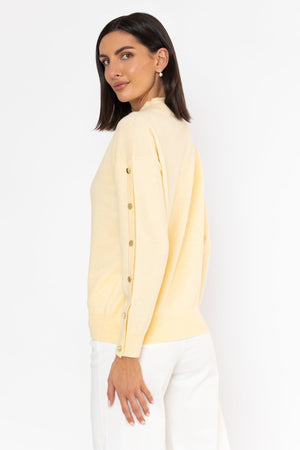 Carraig Donn Button Sleeve Knit Lemon
