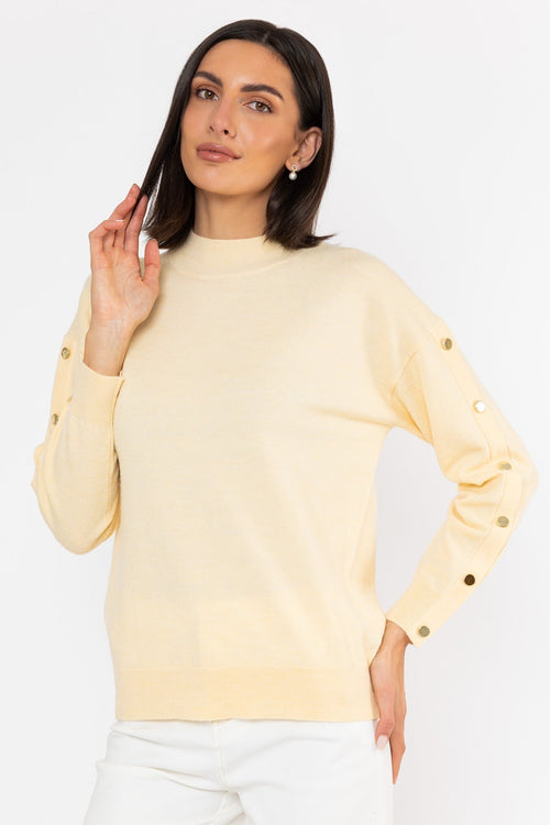 Carraig Donn Button Sleeve Knit Lemon
