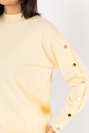 Carraig Donn Button Sleeve Knit Lemon