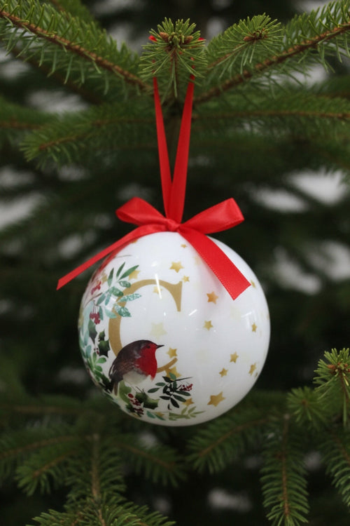 C Christmas Robin Alphabet Tree Bauble