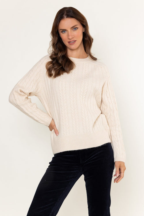 Cream Cable Knit Crew Neck Jumper