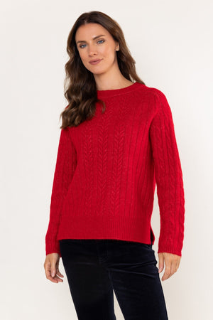 Carraig Donn Cable Knit Crew Red