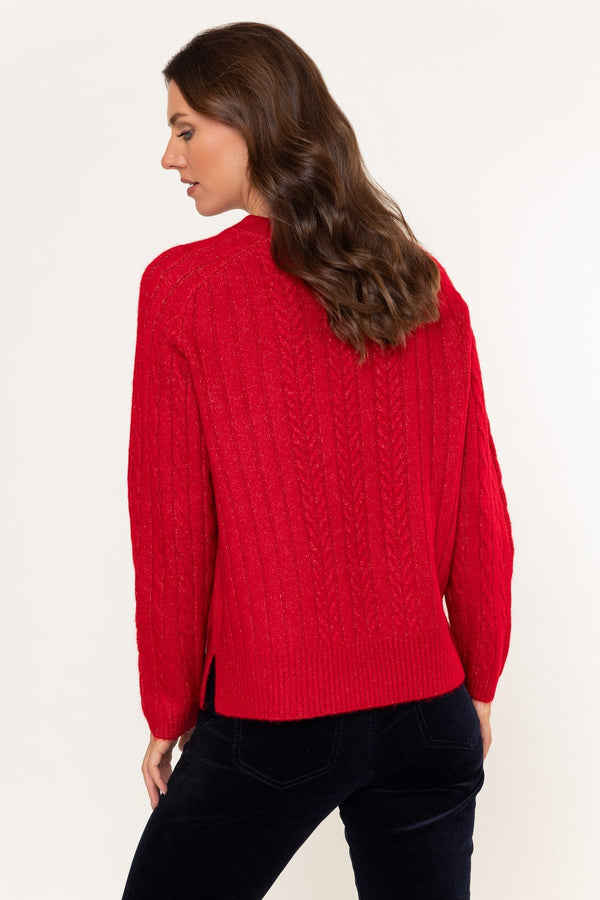 Carraig Donn Cable Knit Crew Red