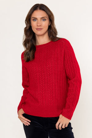 Carraig Donn Cable Knit Crew Red