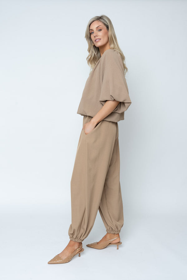 Carraig Donn Camel High Waisted Cuffed Hem Trousers
