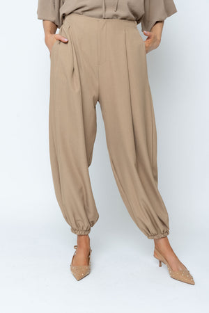 Carraig Donn Camel High Waisted Cuffed Hem Trousers