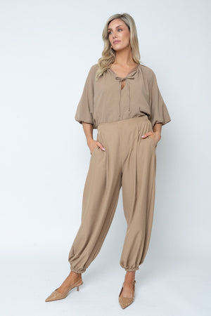 Carraig Donn Camel High Waisted Cuffed Hem Trousers