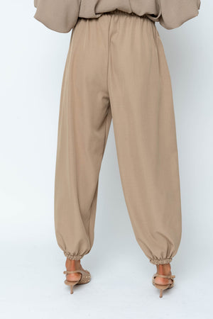 Carraig Donn Camel High Waisted Cuffed Hem Trousers