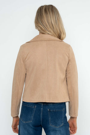 Carraig Donn Camel Suede Cropped Cover Up Jacket